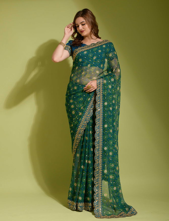 D 2020 Embroidery lace Printed Sarees Catalog